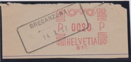 Heimat Schweiz TI BREGANZONA 1957-10-14 Aushilfsstempel Auf Briefstück Mit Frama 20Rp "611" - Affranchissements Mécaniques