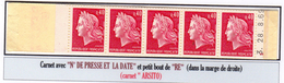 M. De Cheffer 0,40F (1536B**)  Carnet De 10 T (conf. N° 7)  N° Presse, Date, Petit Bout "RE" Dans Marge Droite (ARISTO) - 1967-1970 Marianne Van Cheffer