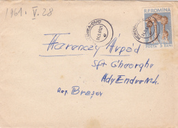 #BV3430 MUSHROOMS, 11 STAMPS ON COVER, 1961, ROMANIA. - Lettres & Documents