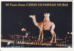 49965- DUBAI CHESS OLYMPIAD, CAMEL, TOWN PANORAMA BY NIGHT - Schach