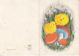 49986- CHICKEN, EASTER EGG, FLOWERS, MUSHROOMS, 2 PARTS FOLDED - Champignons