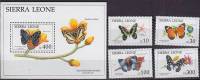 SIERRA LEONE Papillons. Butterflies, Mariposas(Yvert N° 1038/41+BF 155) Neuf Sans Charniere **. MNH - Butterflies