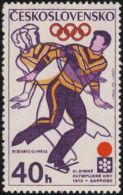 Czechoslovakia / Stamps (1972) 1938: XI. Olympic Winter Games Sapporo 1972 (figure Skater) Painter: Ivan Strnad - Winter 1972: Sapporo