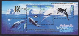AAT 1996 Whales & Dolphins M/s Overprinted "Capex" ** Mnh (32493) - Nuevos