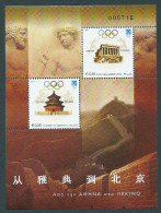 Greece 2004 Athens To Beijing Joint Issue With China - Olympic Games M/S MNH - Blocks & Kleinbögen