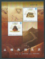 Greece 2004 Athens To Beijing Joint Issue With China - Olympic Games M/S MNH - Blocchi & Foglietti