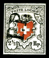 O N°16, Poste Locale, 2 1/2 R Noir Et Rouge Obl 'PP', SUPERBE (signé/certificat)   Qualité: O  ... - 1843-1852 Timbres Cantonaux Et  Fédéraux