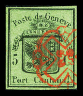 O N°3A, 5c Grand Aigle Vert Foncé Obl Rosette, SUPERBE (signé/certificat)   Qualité: O  ... - 1843-1852 Timbres Cantonaux Et  Fédéraux