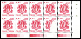 ** N°328, Armoirie, 30c Rouge: Impression Effacée Partielle Sur 1 Ex Tenant à Normaux En Bloc De... - Unused Stamps