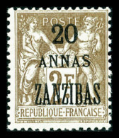 * N°30b, 20 A Sur 2F: Erreur 'ZANZIBAS', TTB (certificat)   Qualité: *   Cote: 850 Euros - Unused Stamps