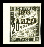 * N°21, 20c Noir Surchargé TAHITI (type B), Coin De Feuille, TB (certificat)   Qualité: *   Cote:... - Unused Stamps