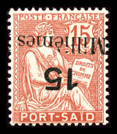 * N°64a, 15m Sur 15c Vermillon: Surcharge Renversée (signé)   Qualité: *   Cote: 250 Euros - Unused Stamps