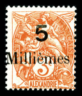 ** N°38c, 5 Millièmes Surcharge Sur Timbre D'Alexandrie, Fraîcheur Postale, SUP (certificat)  ... - Unused Stamps