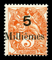 ** N°38c, 5 Millièmes Surcharge Sur Timbre D'Alexandrie, Fraîcheur Postale, SUP (certificat)  ... - Unused Stamps