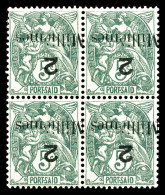 ** N°36a, 2m S 5c Vert-bleu, Surcharge Renversée En Bloc De 4, SUP (certificat)   Qualité: **  ... - Unused Stamps