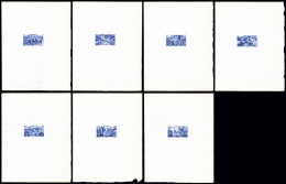 (*) N°6/12, Série Tchad Au Rhin: Ensemble De 7 épreuves D'Artiste En Bleu Outremer Sur Papier... - Airmail