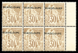 ** N°22a(D), 30c Brun Variété 'GUADELOUEP' Tenant à Normaux Dans Un Bloc De 6,... - Unused Stamps