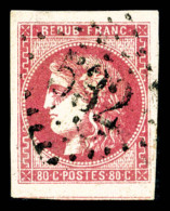 O N°49, 80c Rose, Grandes Marges, Un Voisin, SUP (signé/certificat)   Qualité: O - 1870 Uitgave Van Bordeaux