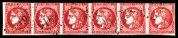 O N°49, 80c Rose En Bande De 6, Filet Supérieurs Touchés, Très Belle Présentation,... - 1870 Bordeaux Printing