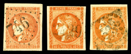 O N°48/c/h, 40c Orange, Rouge-orange Et Jaune-orange, Les 3 Valeurs, TB (certificat)   Qualité: O  ... - 1870 Emission De Bordeaux