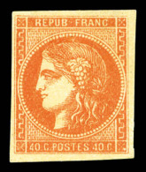 (*) N°48, 40c Orange, TB   Qualité: (*)   Cote: 280 Euros - 1870 Emission De Bordeaux