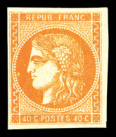 * N°48, 40c Orange, Très Frais. TTB (signé Brun/certificat)   Qualité: *   Cote: 650 Euros - 1870 Emission De Bordeaux