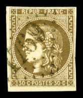 O N°47a, 30c Brun Clair Obl GC '1769', TB   Qualité: O   Cote: 270 Euros - 1870 Bordeaux Printing