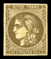 * N°47a, 30c Brun-clair, TB (signé Brun/certificat)   Qualité: *   Cote: 525 Euros - 1870 Bordeaux Printing
