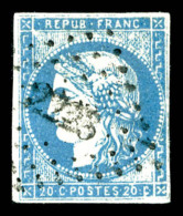 O N°44A, 20c Bleu Type I Report 1, TB (signé Brun/certificat)   Qualité: O   Cote: 725 Euros - 1870 Uitgave Van Bordeaux