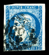 O N°44A, 20c Bleu Type I Report 1, TB (signé Brun/certificat)   Qualité: O   Cote: 725 Euros - 1870 Emission De Bordeaux