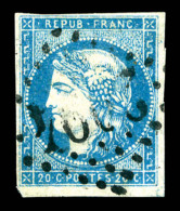 O N°44A, 20c Bleu Type I Report 1, TB (signé Calves/certificat)   Qualité: O   Cote: 725 Euros - 1870 Bordeaux Printing