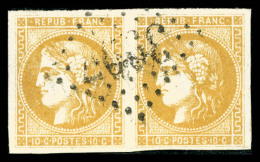 O N°43B, 10c Bistre-jaune Rep 2 En Paire, TB   Qualité: O   Cote: 250 Euros - 1870 Bordeaux Printing