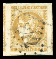 O N°43B, 10c Bistre-jaune, Quatre Voisins, Pièce Choisie, SUP (signé Brun/Calves/certificat)  ... - 1870 Uitgave Van Bordeaux