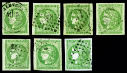 O N°42B, 5c Rep 2, Ensemble Comprenant 7 Exemplaires Choisis Avec Nuances Différentes, SUP... - 1870 Bordeaux Printing