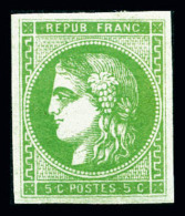 * N°42Bh, 5c Vert, Quatre Belles Marges, TTB (certificat)   Qualité: *   Cote: 900 Euros - 1870 Uitgave Van Bordeaux