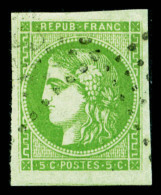 O N°42B, 5c Vert-jaune Rep 2, Belles Marges, SUP (signé Calves/Scheller/certificat)   Qualité: O ... - 1870 Emission De Bordeaux