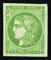 ** N°42B, 5c Vert Jaune Rep 2, TTB (signé Calves/certificat)   Qualité: ** - 1870 Bordeaux Printing