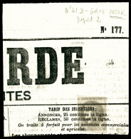 O N°41Bc, 4 Report 2, Rare Nuance GRIS NOIR Obl Typographique Sur Fragment De Journal. SUPERBE. R.R.... - 1870 Bordeaux Printing