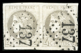 O N°41Bb, 4c Gris Foncé Rep 2 En Paire, Pli Horizontal, Grandes Marges   Qualité: O   Cote: 1500... - 1870 Bordeaux Printing