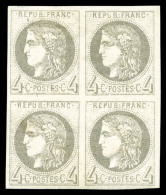 * N°41Ba, 4c Gris-jaunâtre Report 2 En Bloc De Quatre, Fraîs, SUPERBE (Signé... - 1870 Emission De Bordeaux