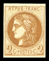 ** N°40Bg, 2c Chocolat Report 2, Pli Horizontal Dans Le Haut Du Timbre. Très Belle Présentation.... - 1870 Bordeaux Printing