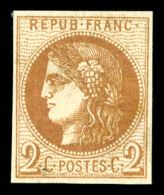 ** N°40Bg, 2c Chocolat Report 2, Fraîcheur Postale. SUPERBE. R.R. (certificats)   Qualité: ** - 1870 Bordeaux Printing