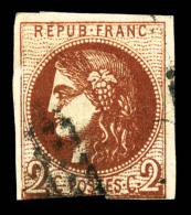 O N°40Bb, 2c Marron Report 2, Une Marge Touchée Mais Belle Présentation (signé/certificat)... - 1870 Bordeaux Printing