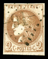 O N°40A, 2c Chocolat Clair Rep 1 Obl GC, Léger Pli Horizontal Sinon TB (certificat)   Qualité: O ... - 1870 Bordeaux Printing