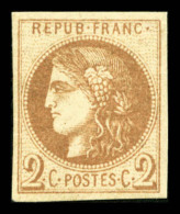 ** N°40A, 2c Chocolat Clair Report 1, Fraîcheur Postale, SUPERBE (signé Calves/certificats)  ... - 1870 Emission De Bordeaux