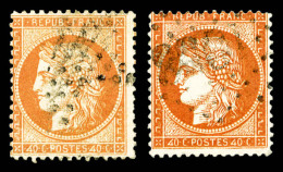 O N°38d, 40c Jaune-orange Et 40c Orange Foncé: Les 2 Exemplaires '4' Retouchés, TB (certificat)  ... - 1870 Siège De Paris