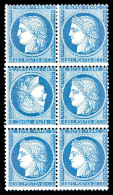 (*) N°37c, 20c Bleu Tête-bêche Tenant à Normaux En Bloc De Six. SUPERBE (signé... - 1870 Siège De Paris