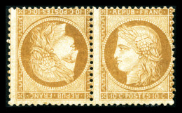 * N°36b, 10c Bistre-jaune En Paire Tête-bêche Horizontale, TB (signé Calves/certificat)  ... - 1870 Siege Of Paris