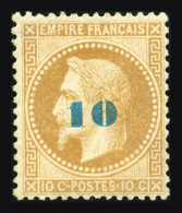 * N°34a, Non émis, 10c Sur 10c Bistre Surcharge Bleu-pâle, TB (signé Calves/certificat)  ... - 1871-1875 Cérès