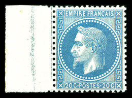 ** N°29B, 20c Bleu Type II, Bdf Intégral, Très Bon Centrage, SUP (certificat)   Qualité:... - 1863-1870 Napoleon III With Laurels